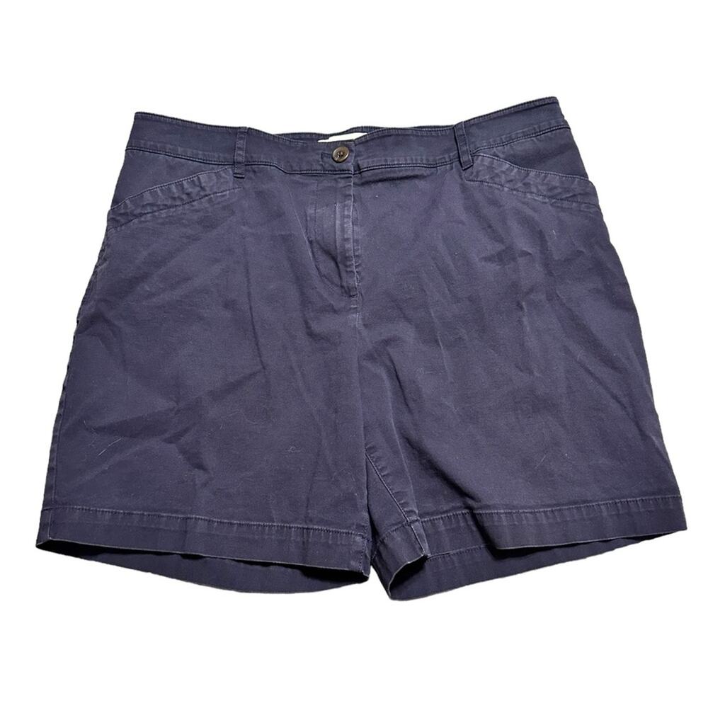 Talbots Navy Blue Chino 6.5 inch inseam Cotton Spandex Shorts size 14